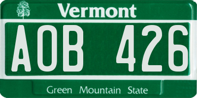 VT license plate AOB426