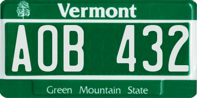 VT license plate AOB432
