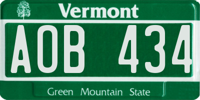VT license plate AOB434