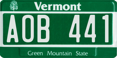 VT license plate AOB441