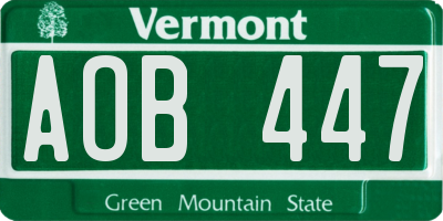 VT license plate AOB447