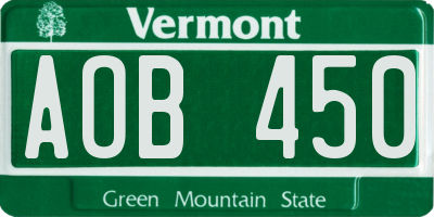 VT license plate AOB450