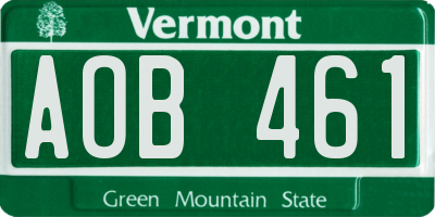 VT license plate AOB461
