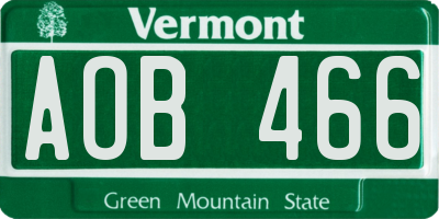VT license plate AOB466