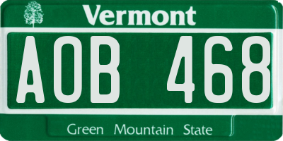 VT license plate AOB468