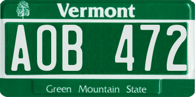VT license plate AOB472
