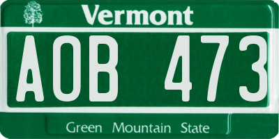 VT license plate AOB473