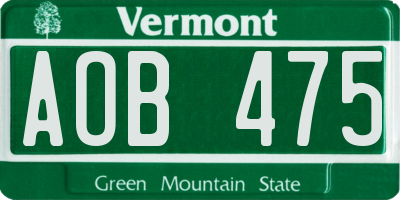 VT license plate AOB475
