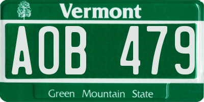 VT license plate AOB479