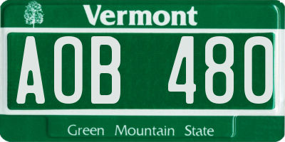 VT license plate AOB480