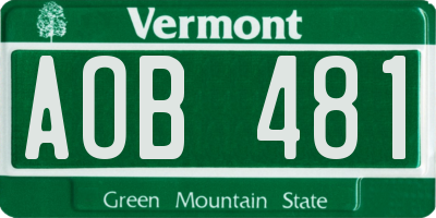 VT license plate AOB481