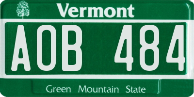 VT license plate AOB484
