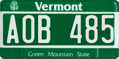 VT license plate AOB485