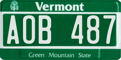 VT license plate AOB487