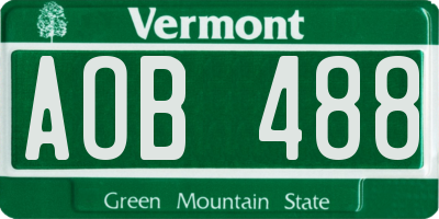 VT license plate AOB488