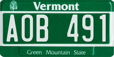 VT license plate AOB491