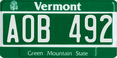 VT license plate AOB492