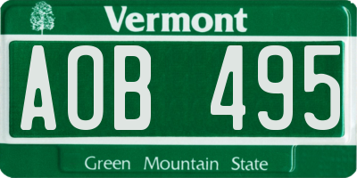 VT license plate AOB495