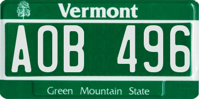 VT license plate AOB496
