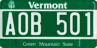 VT license plate AOB501