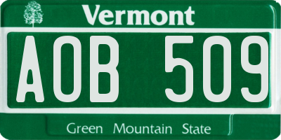 VT license plate AOB509