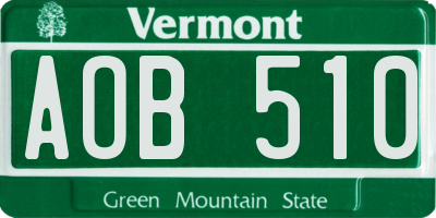 VT license plate AOB510