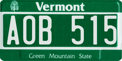 VT license plate AOB515
