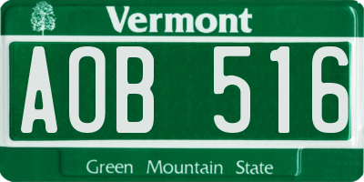 VT license plate AOB516
