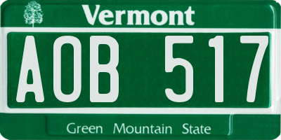 VT license plate AOB517