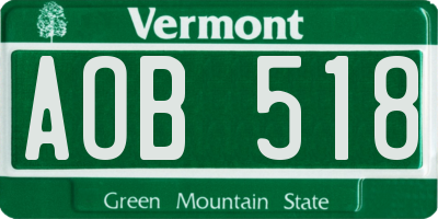 VT license plate AOB518