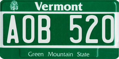 VT license plate AOB520