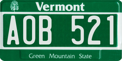 VT license plate AOB521