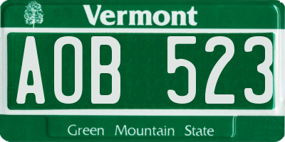 VT license plate AOB523