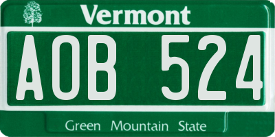 VT license plate AOB524