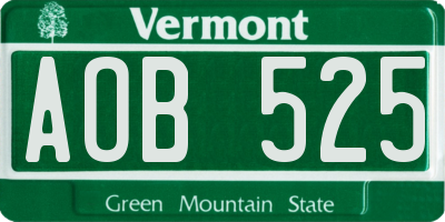 VT license plate AOB525