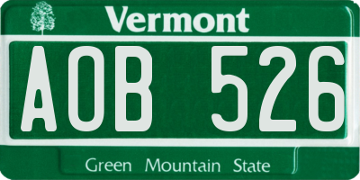 VT license plate AOB526
