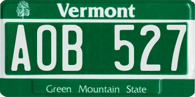 VT license plate AOB527
