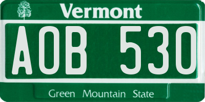 VT license plate AOB530
