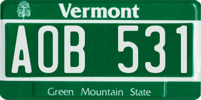 VT license plate AOB531