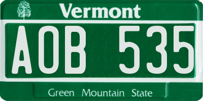 VT license plate AOB535