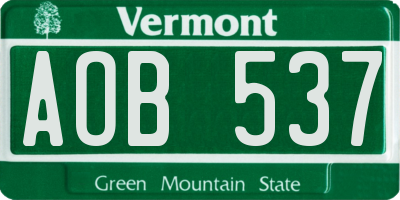 VT license plate AOB537