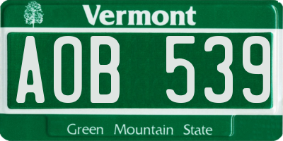VT license plate AOB539