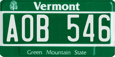 VT license plate AOB546