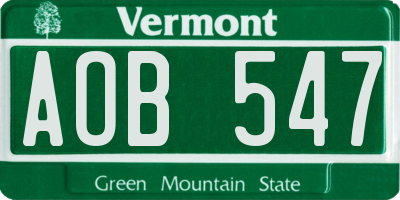 VT license plate AOB547