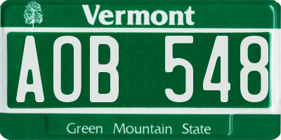 VT license plate AOB548