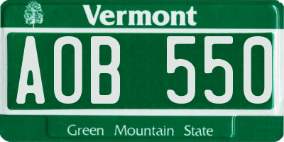 VT license plate AOB550