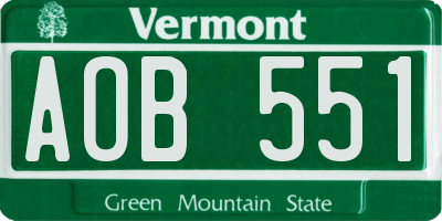 VT license plate AOB551