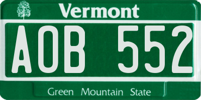 VT license plate AOB552