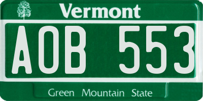 VT license plate AOB553