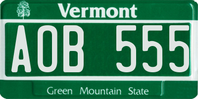 VT license plate AOB555